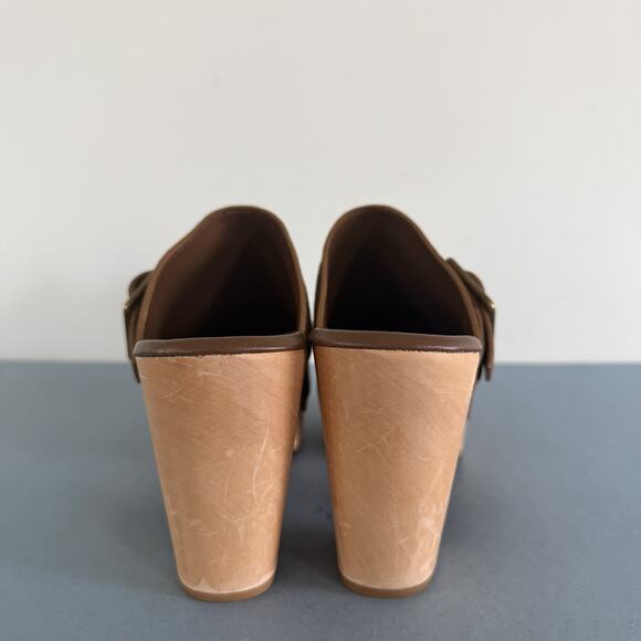 Paige Rosie Slip On Studded Platform Cocoa Brown Heeled Clogs - Picture 7 of 10